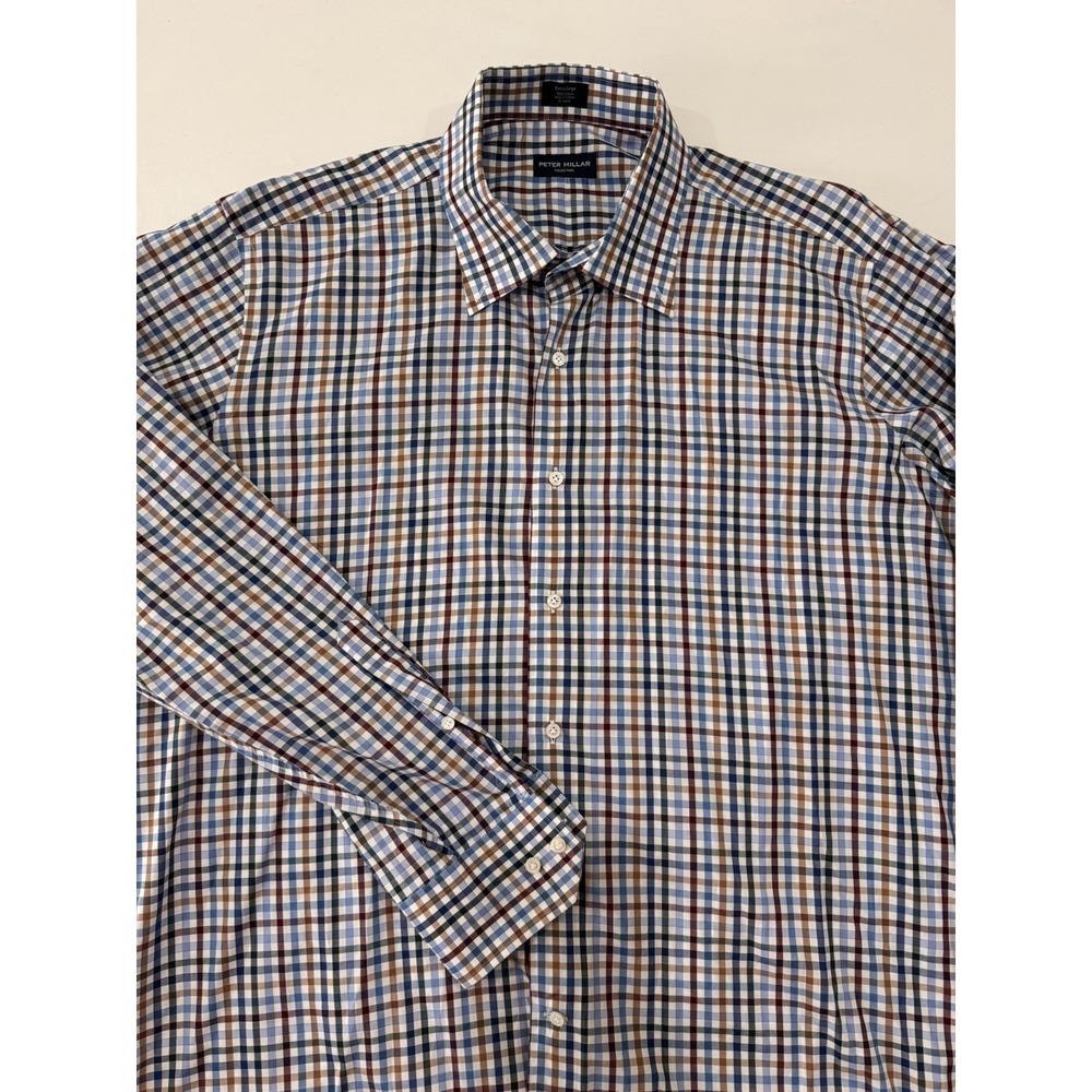 Peter Millar Collection Men's XL Multi Check Button Down Shirt 100% Cotton
